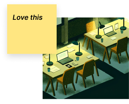 A note saying "love this" and an image