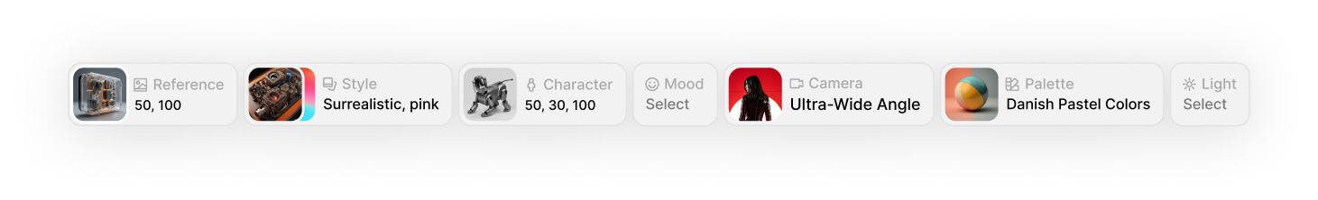 Collection of styles in narrow tile, interface